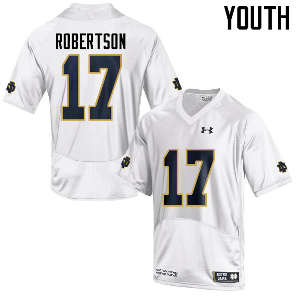 Youth NCAA Notre Dame Fighting Irish #17 Isaiah Robertson Stitched College Under Armour Authentic White Football Jersey ED10B40JV